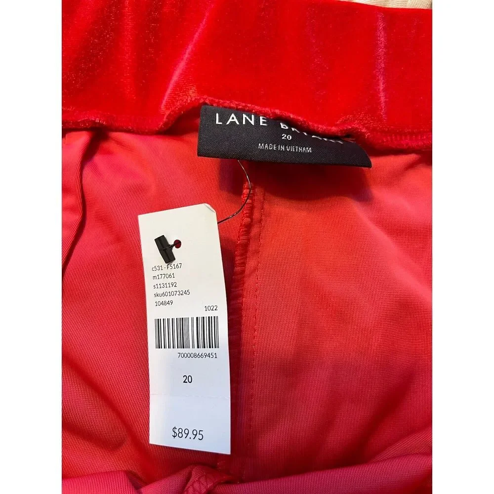 Lane Bryant‎ Velvet Flare Leg Pants Red Pull On Elastic Waist Mid Rise Size 20 - Picture 5 of 9